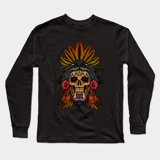 Aztec Warrior Long Sleeve T-Shirt by adamzworld